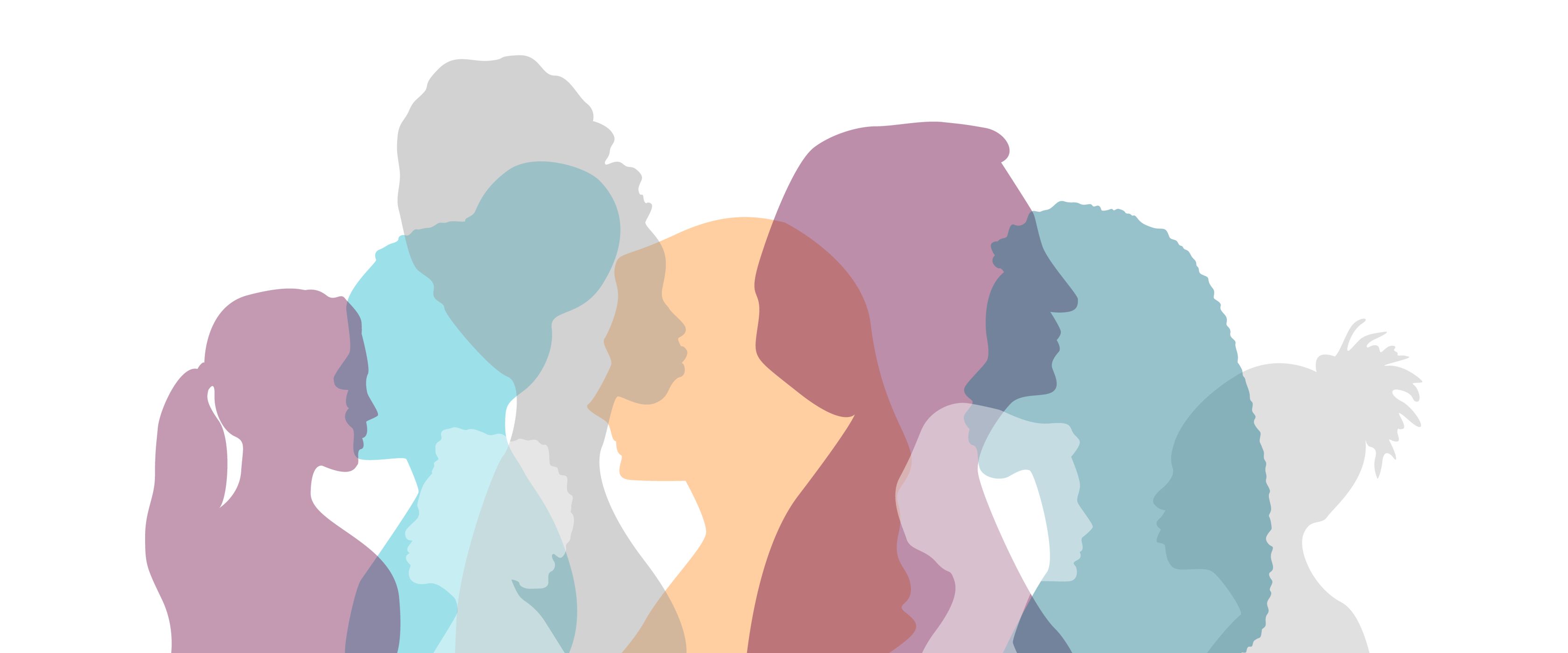 Multicolor silhouettes of women