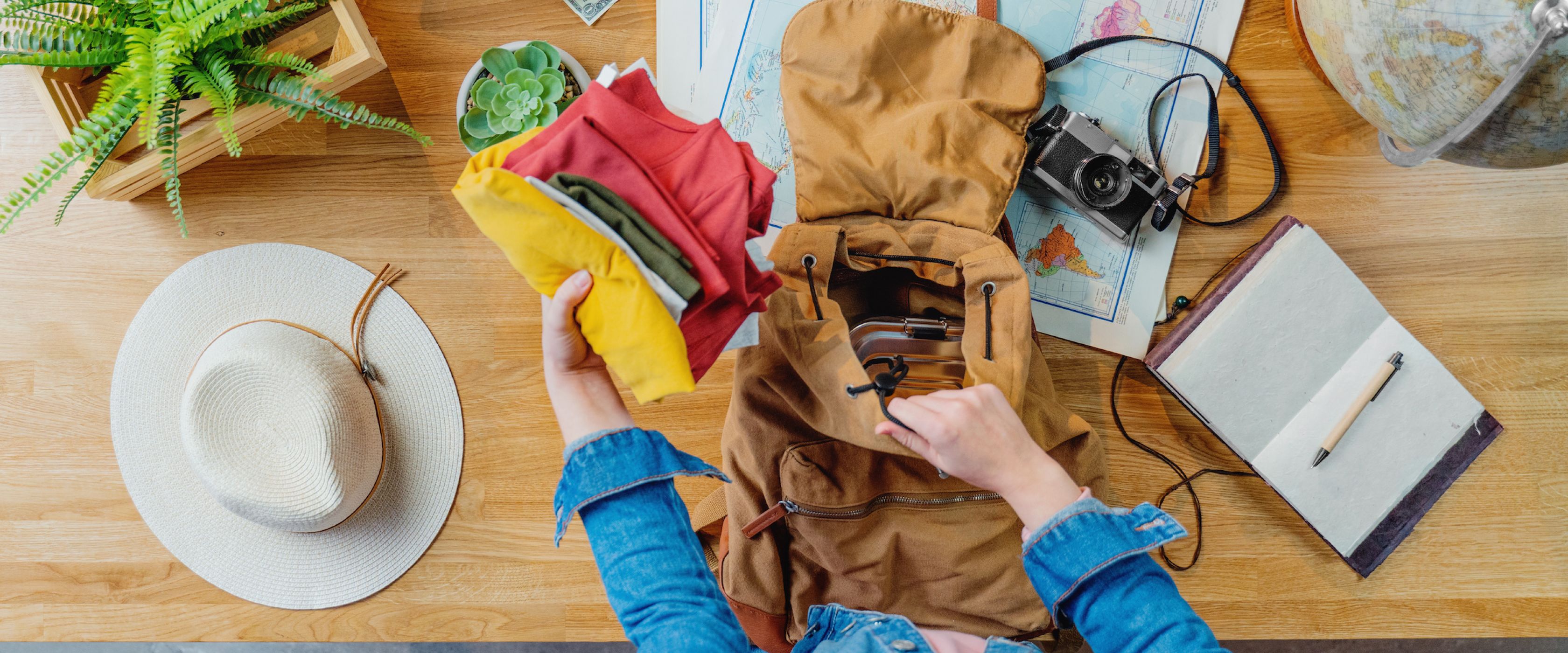 Woman packing her bag