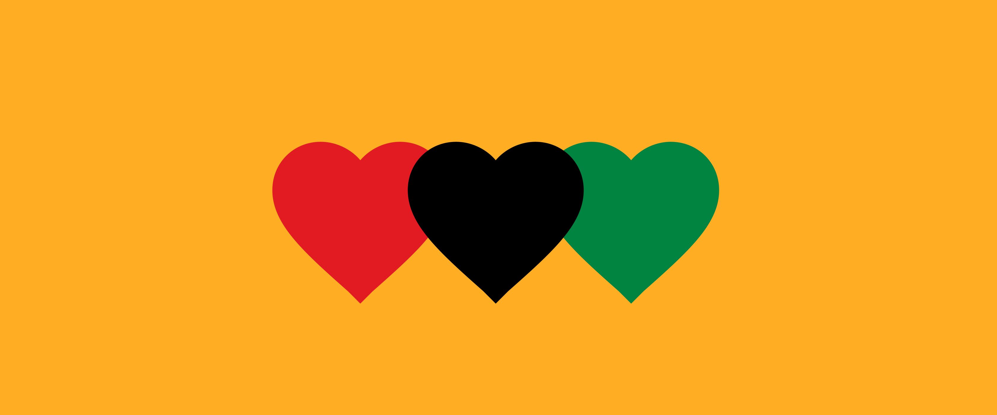Juneteenth colored hearts