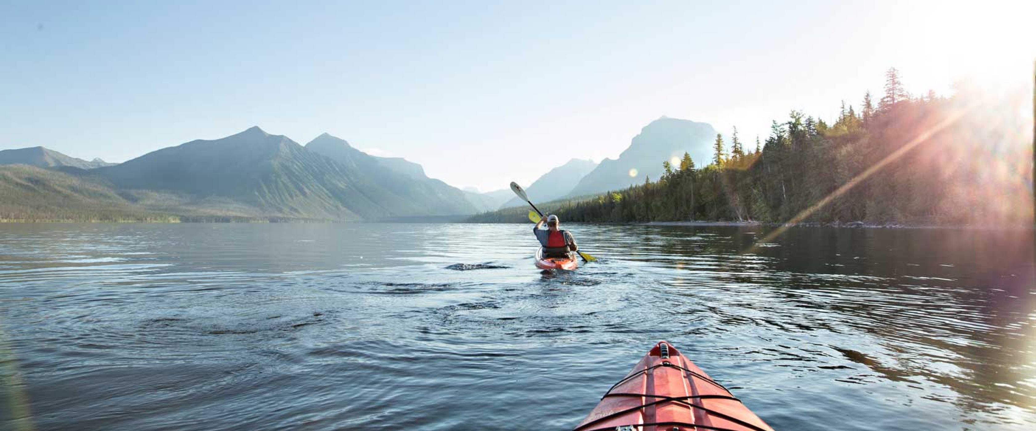 Kayaks on lake