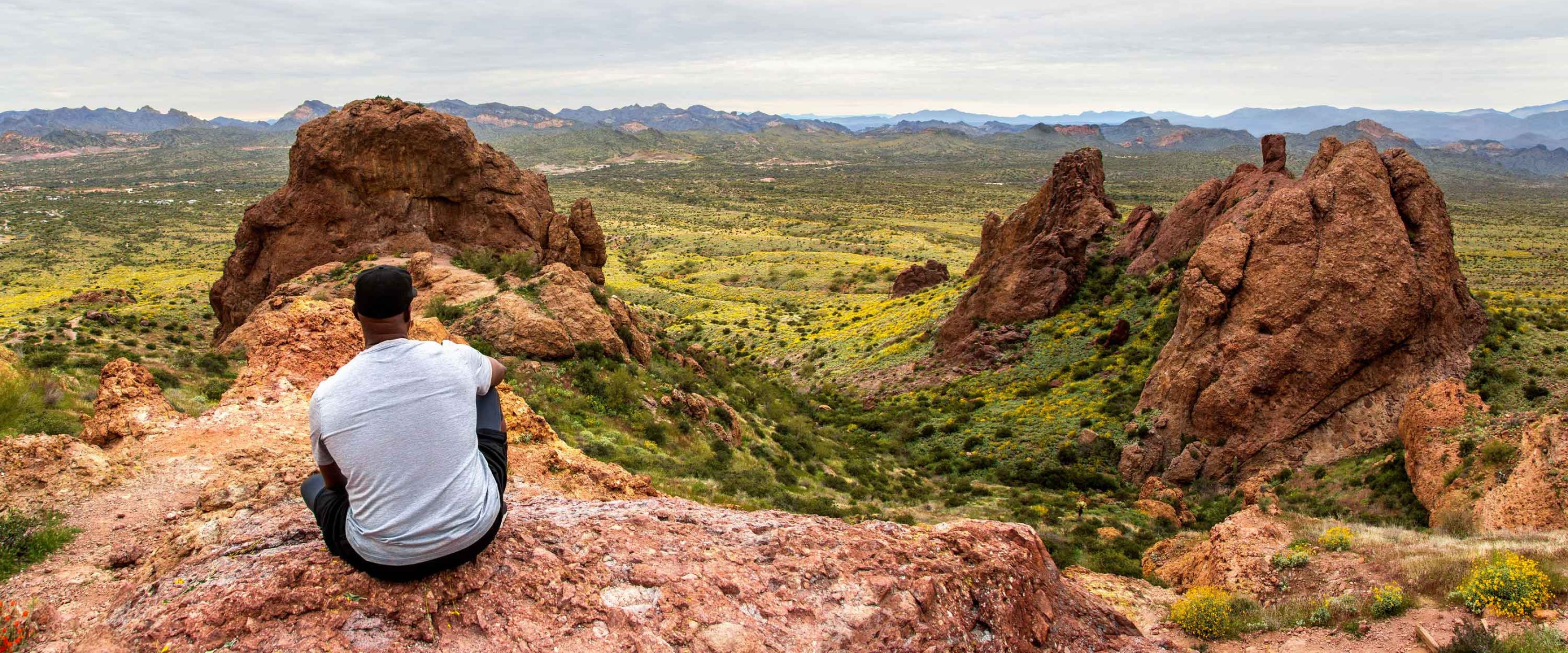 Man looking over valley