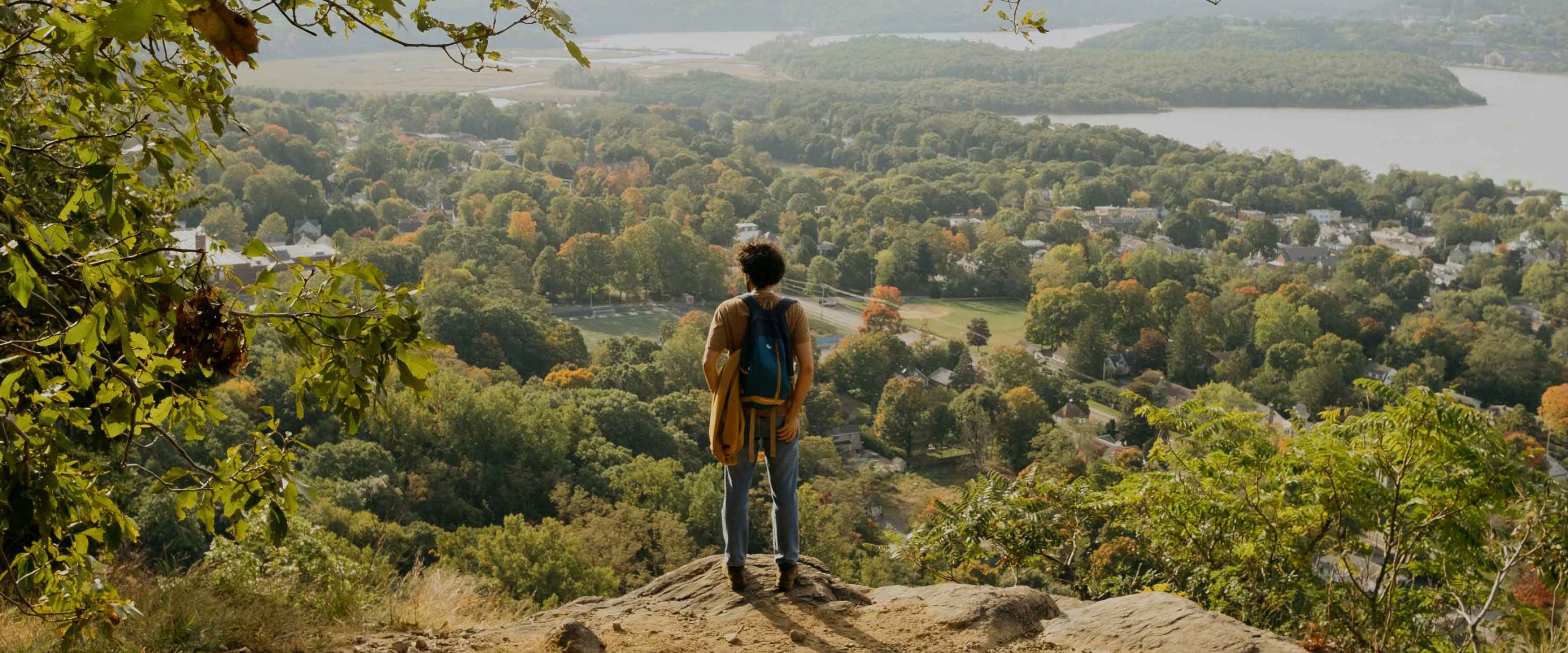 Person looking over hills