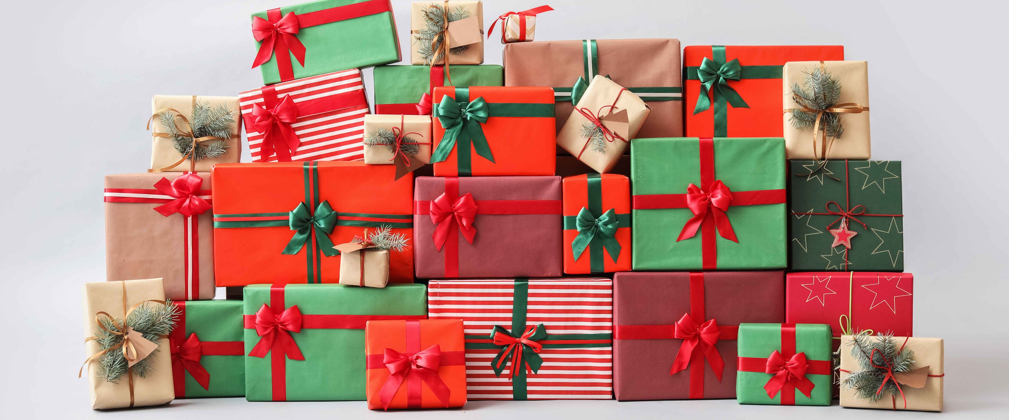 Presents in red and green