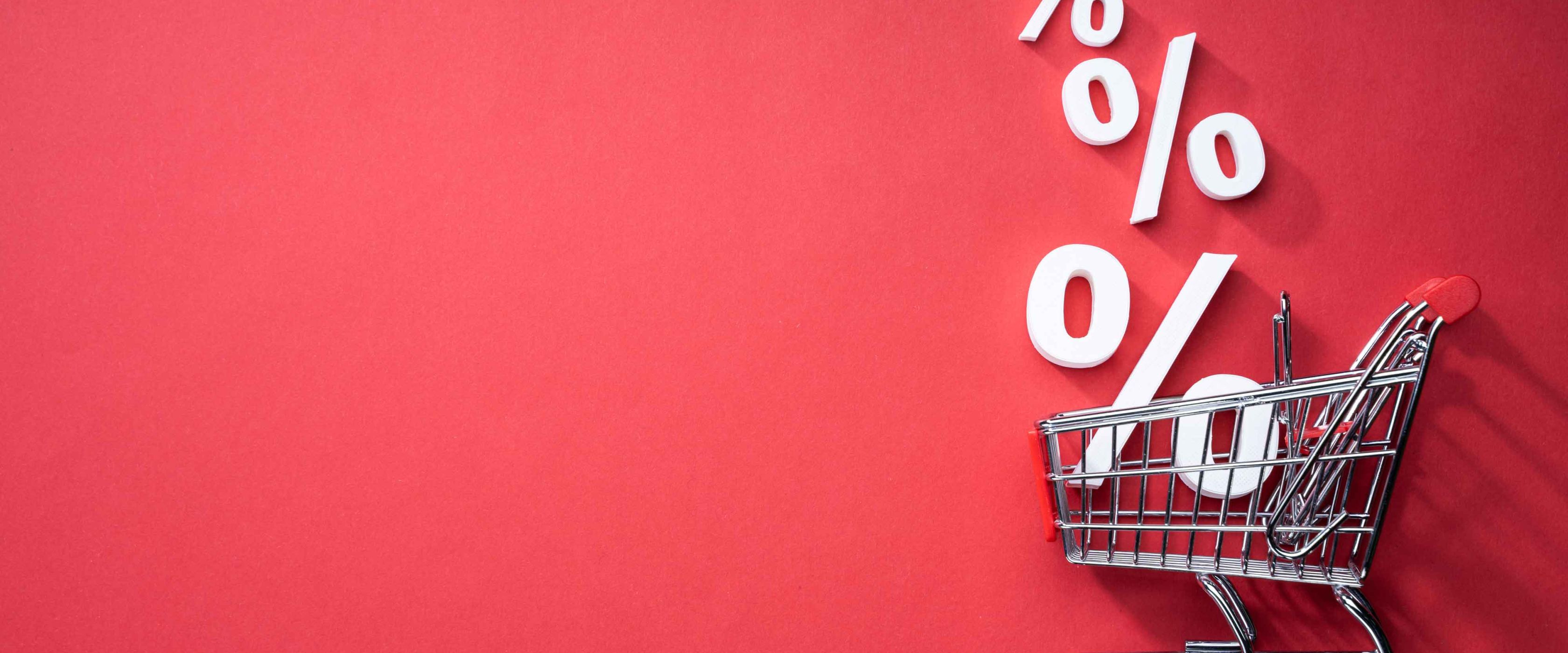 Shopping cart with percentage signs