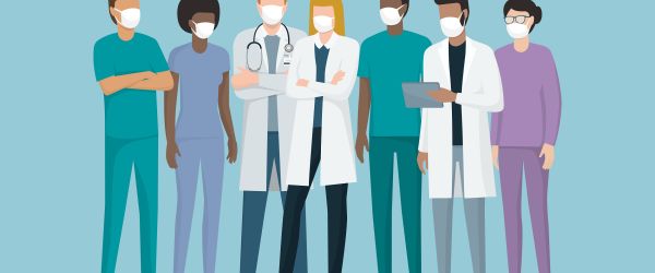 healthcare workers wearing masks