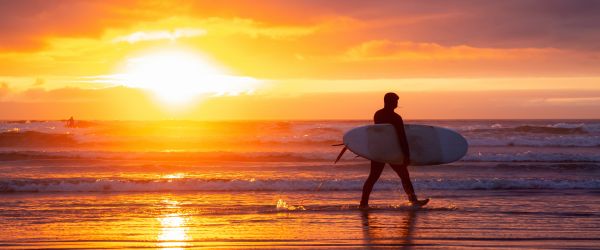 Surfer on the Oregon coast