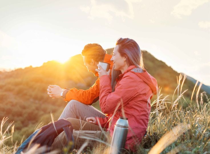 Travel nursing couple on a hike