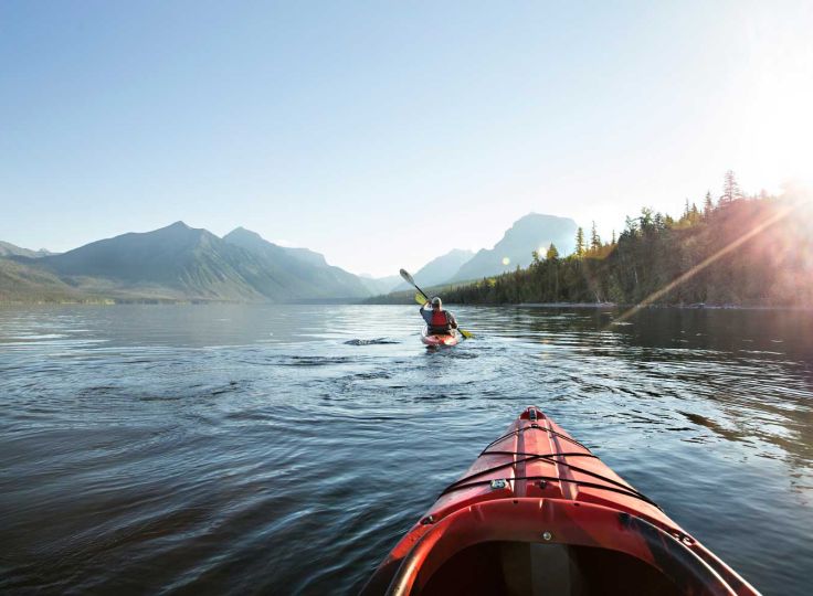Kayaks on lake