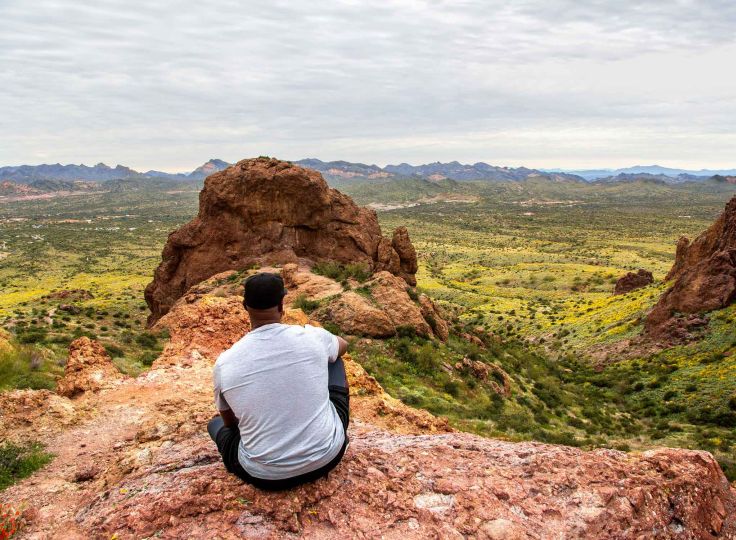 Man looking over valley