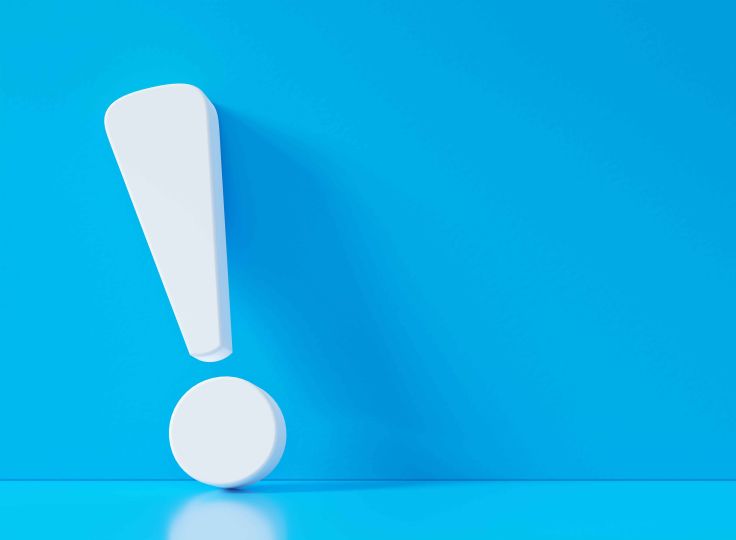 Exclamation mark on blue background