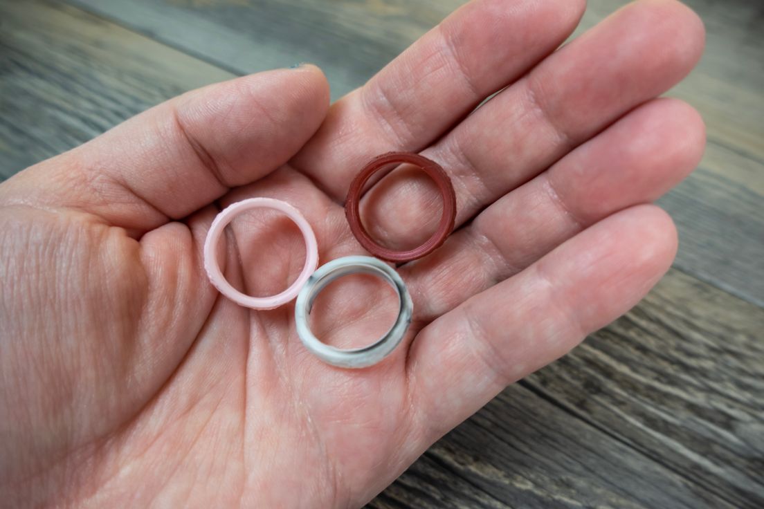 Three silicon rings in a hand