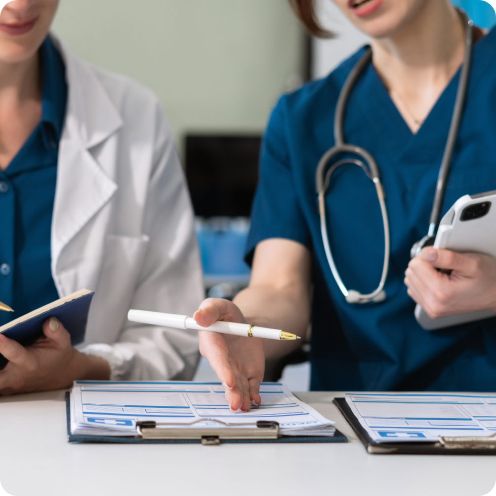 Clinicians in discussion