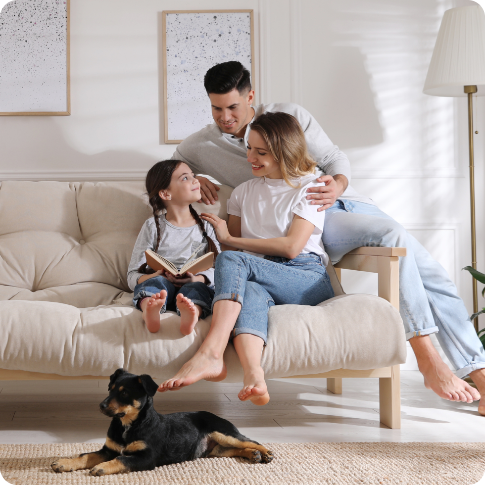 A family enjoys time together while away from home on an assignment