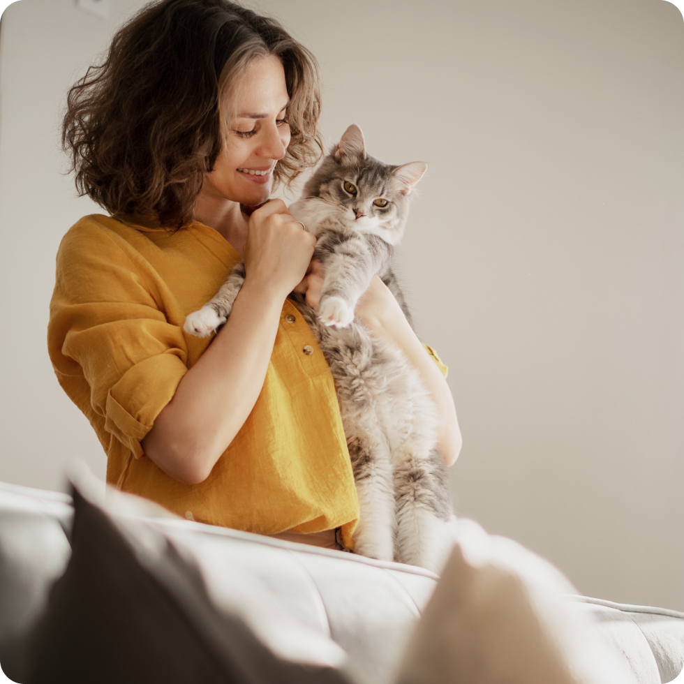 A clinician and their cat