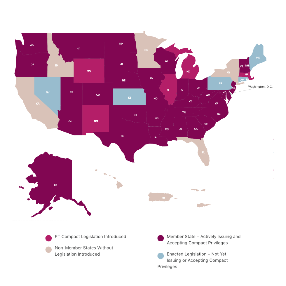 A map showing PT Compact states