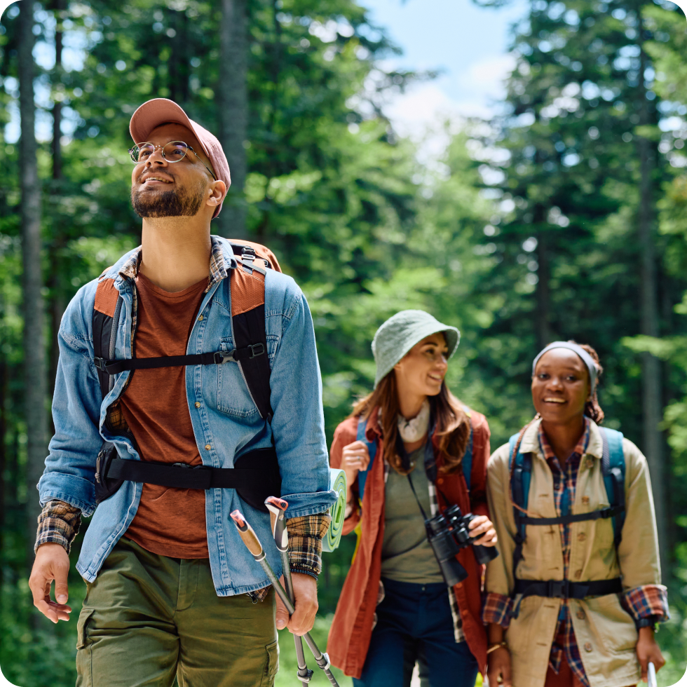 A clinician and two friends go hiking