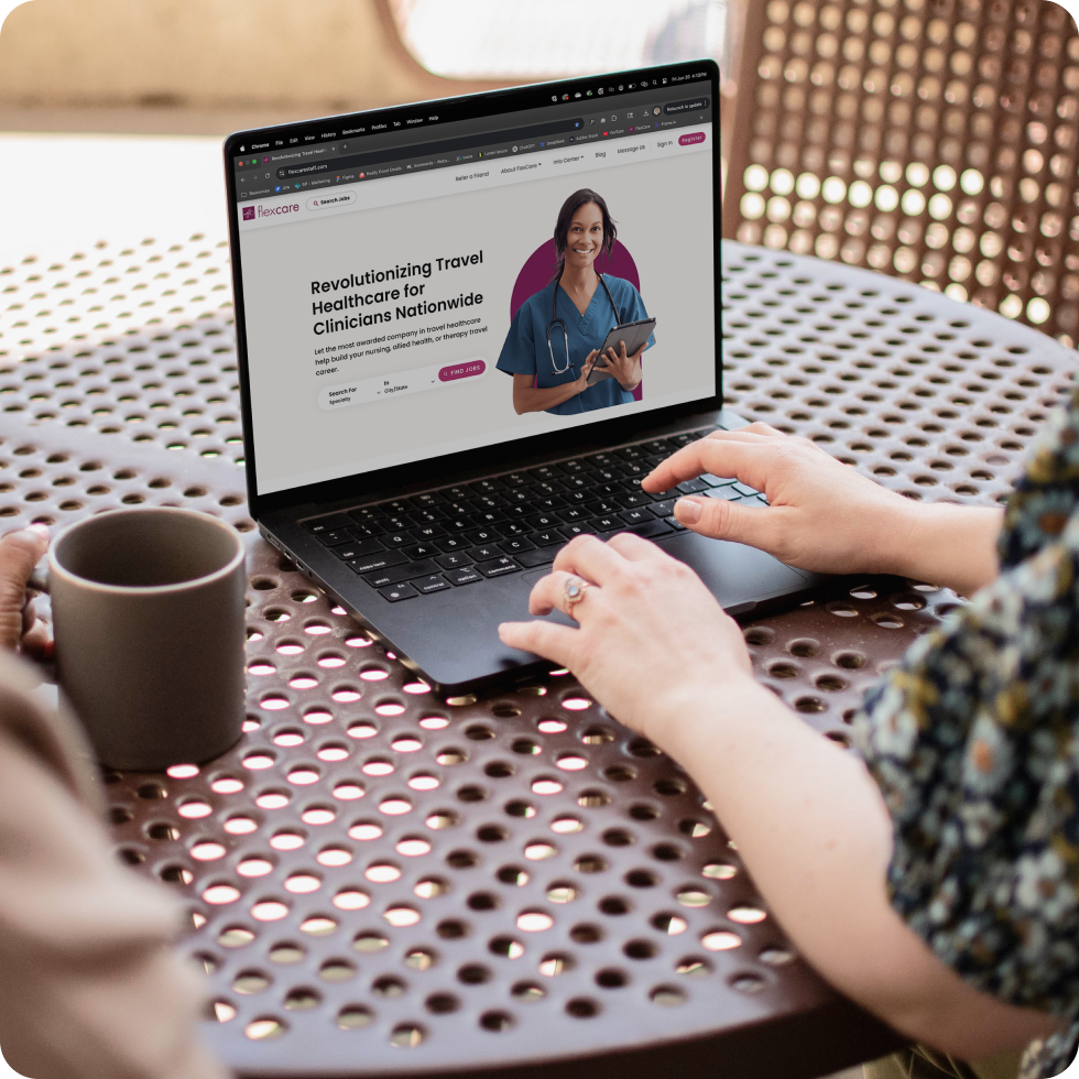 A view of the FlexCare Website on a clinician's laptop