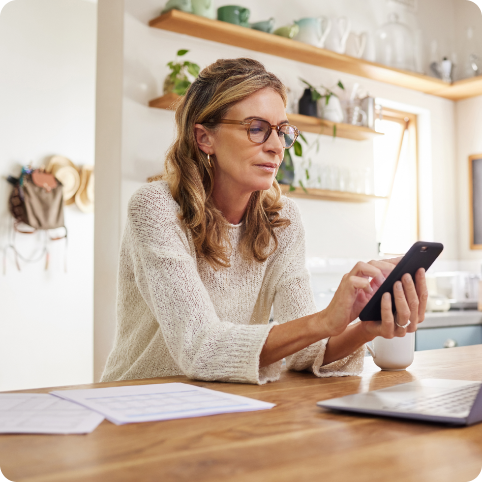 A clinician using her cellphone