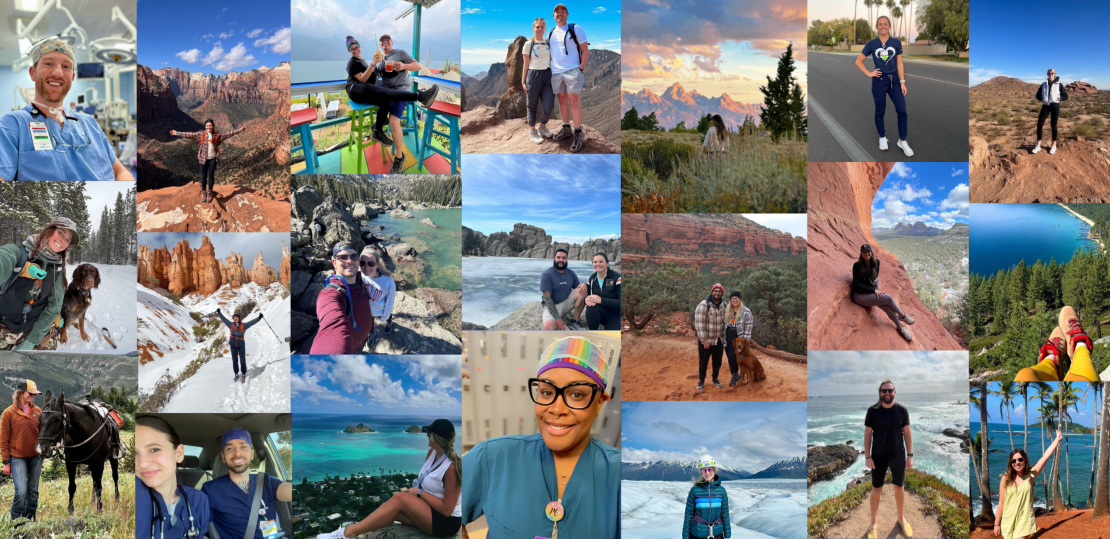 A collection of photos of FlexCare clinicians and therapists
