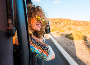 A clinician enjoys the view from the passenger seat